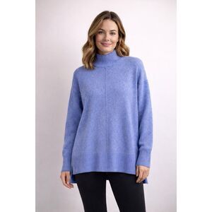 NEW Tahari Size XL Mock Neck Sweater Blue Pullover Ribbed Hem Soft Knit